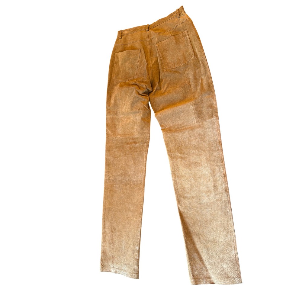 Hugo Buscati Pants Tan Leather Suede Straight Leg High Rise 8T Vintage Style - Picture 5 of 5